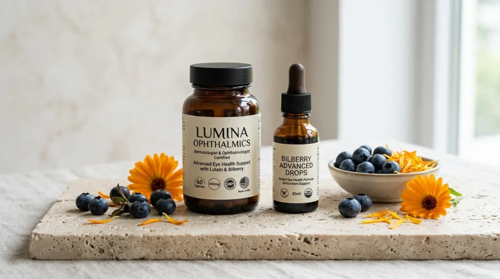 Meilleurs compléments alimentaires pour les yeux : comparatif des formules les plus efficaces 3 Flacons de compléments alimentaires ophtalmologiques avec extrait de myrtille et fleurs de souci