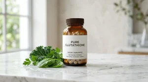 Blog 6 Flacon de glutathion pur et antioxydants naturels sur marbre